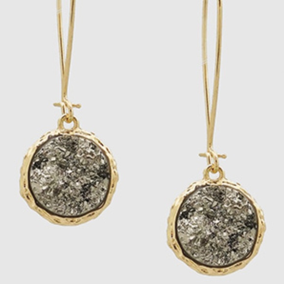 LAST ONE! Simulated Druzy Dangle Wire Earrings - Picture 7 of 7